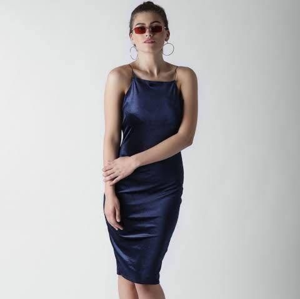 Navy Blue Cami Velvet Dress